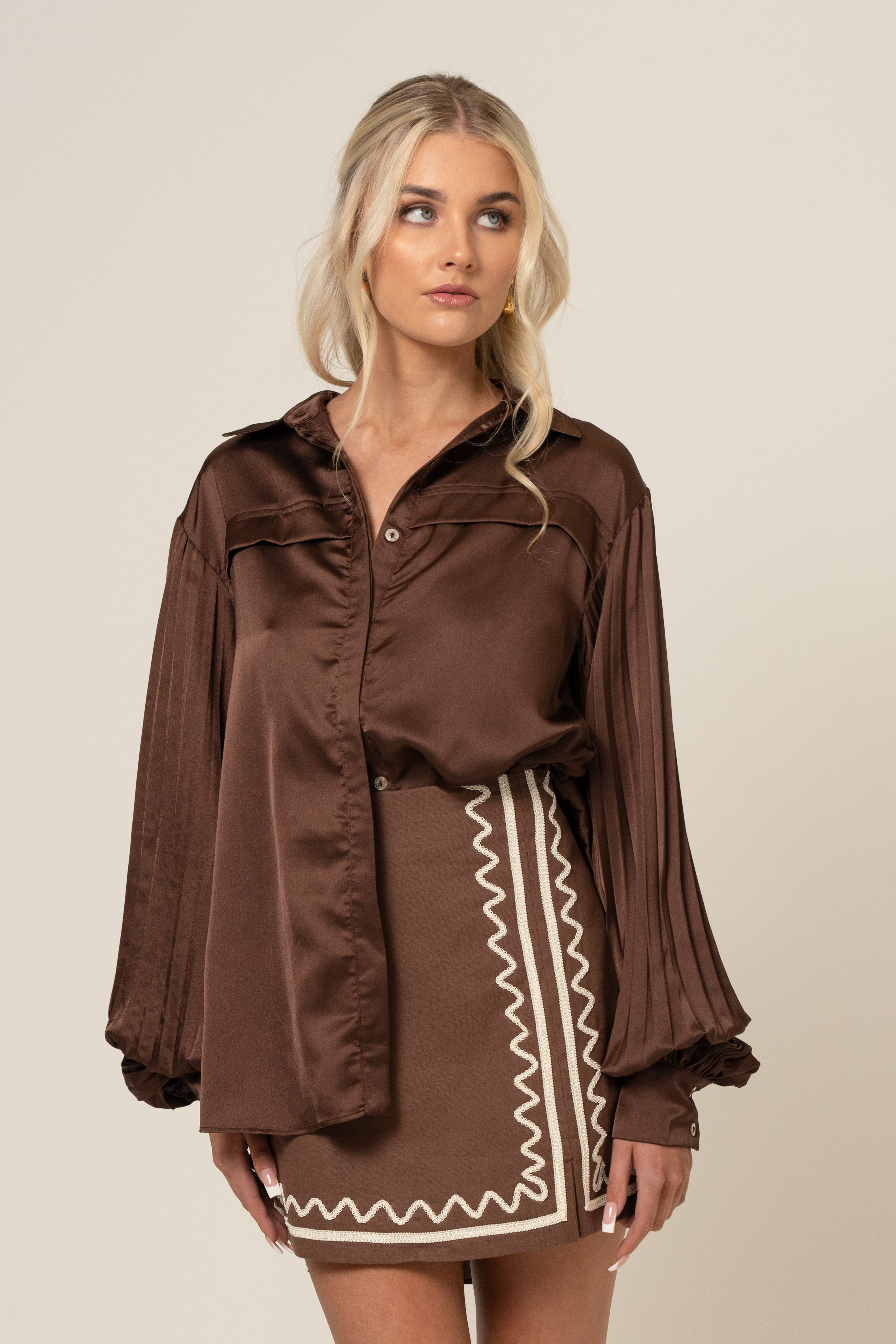 Rachel Chocolate A-Line Mini Skirt