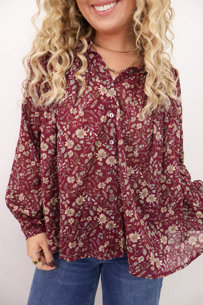 Plum Floral Top