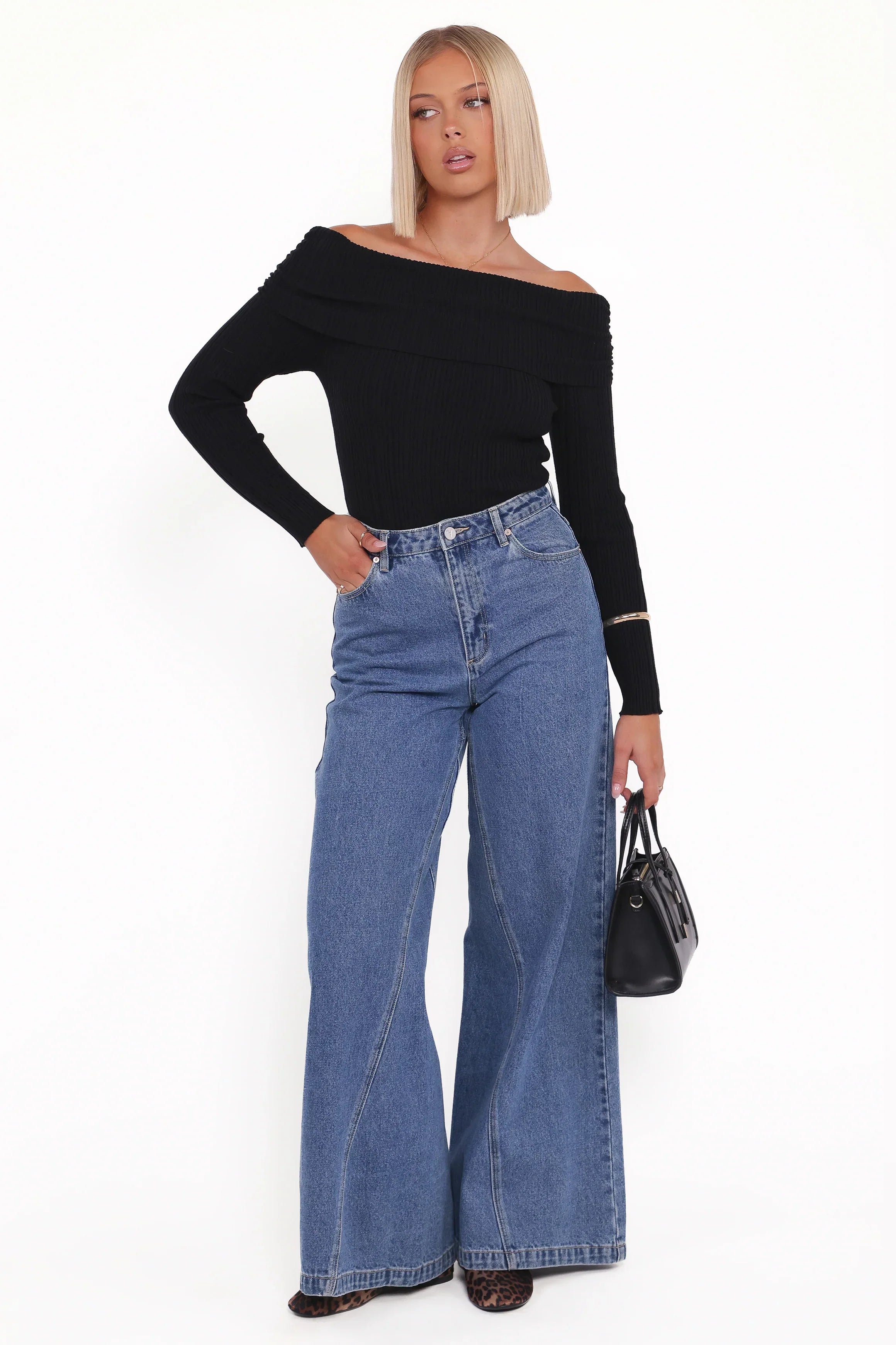 Junia Tie Back Knit Top - Black