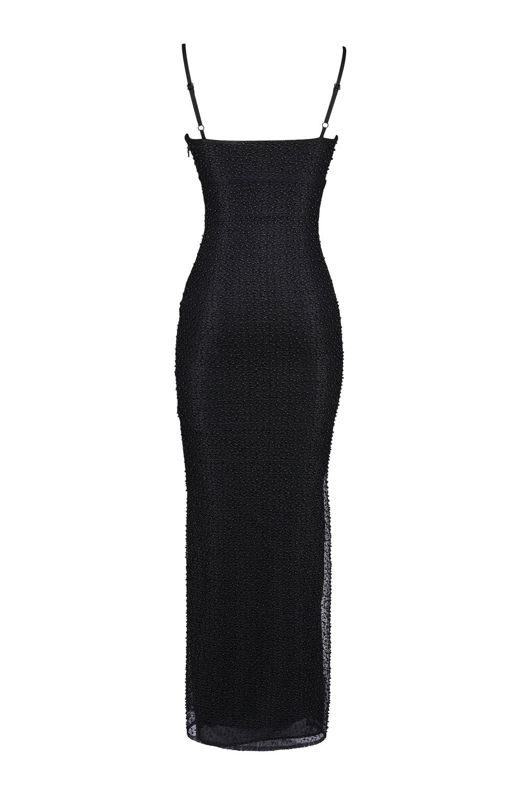 black pearl embellished maxi dress