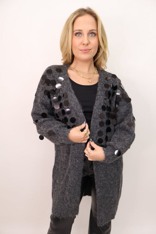 Sequin Sweater Duster Cardigan