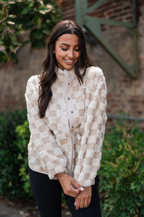 Checked Out Sherpa Button Up Jacket