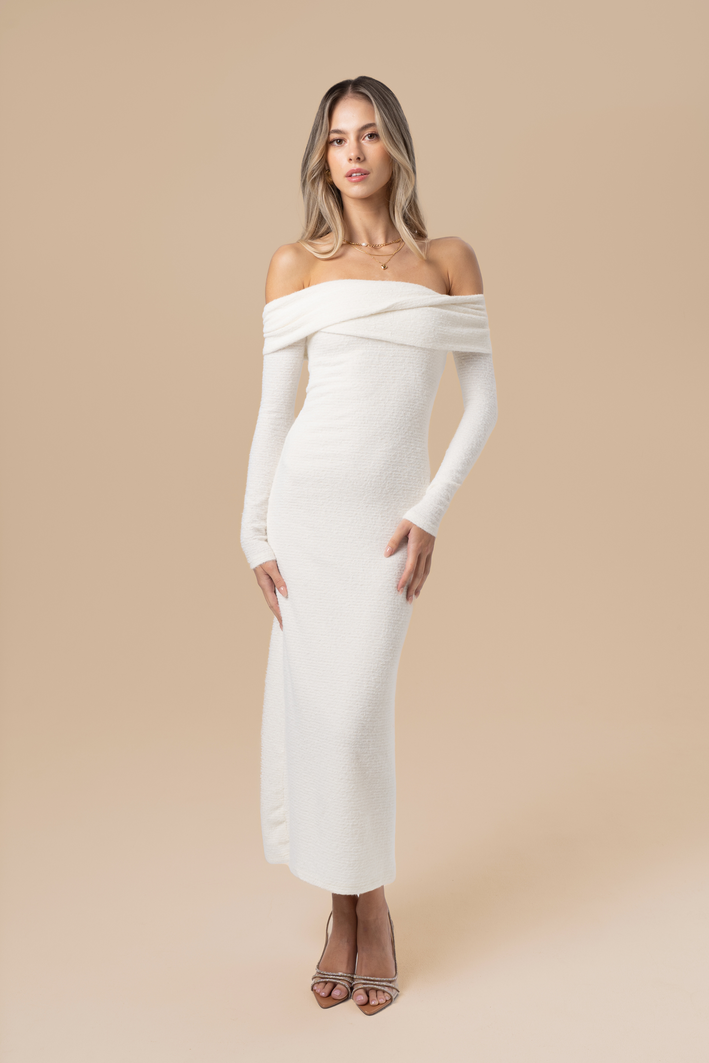 Romy Off-Shoulder Long Sleeve Knit Maxi