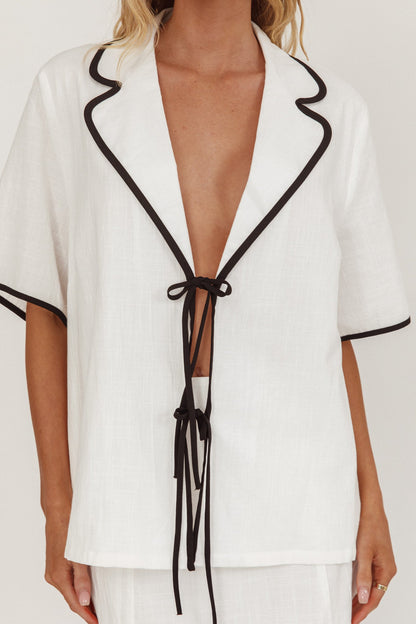 Caterina Tie-Front Top White