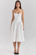 white corset midi dress