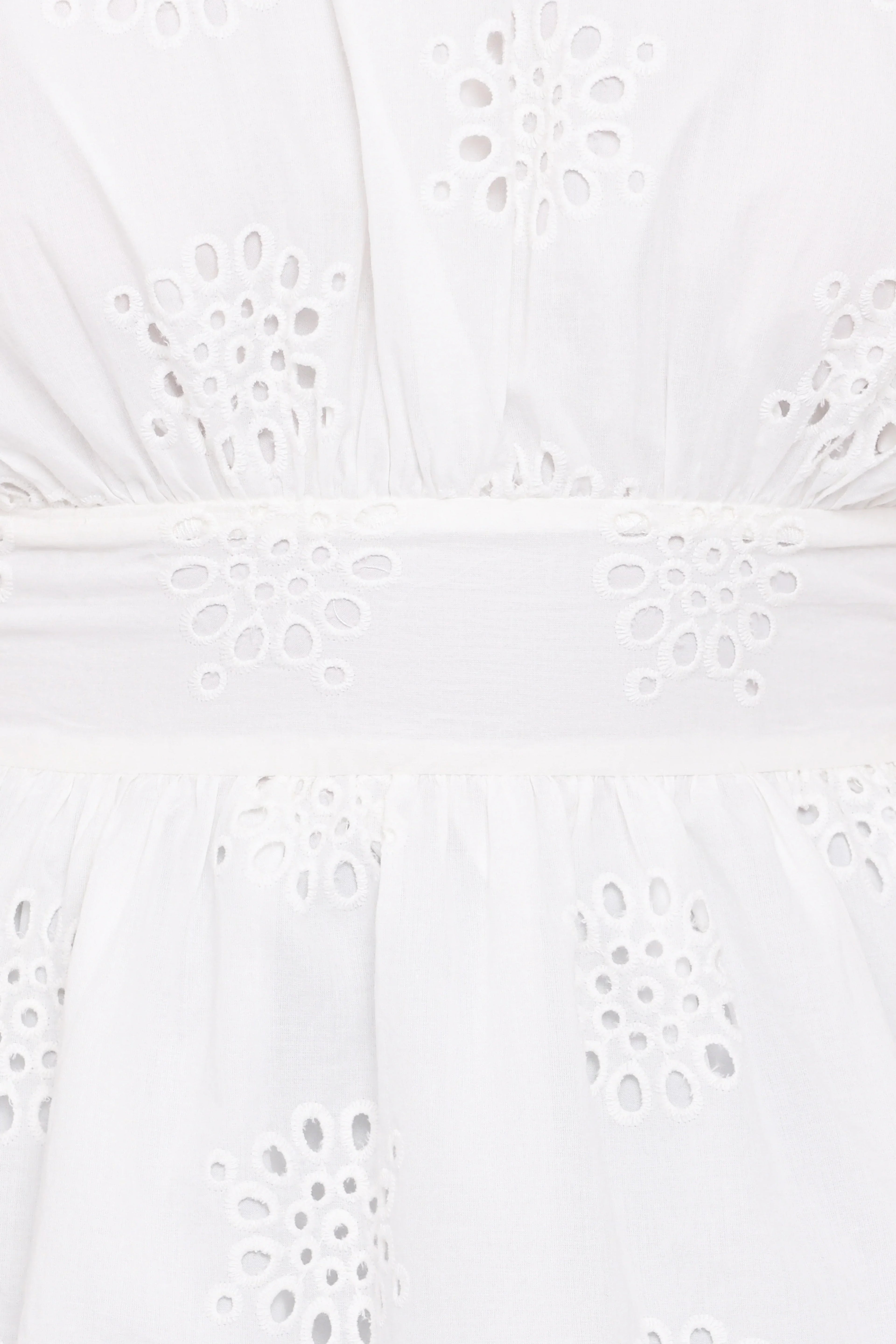 Carmel Tie Back Tunic Top - White Embroidery