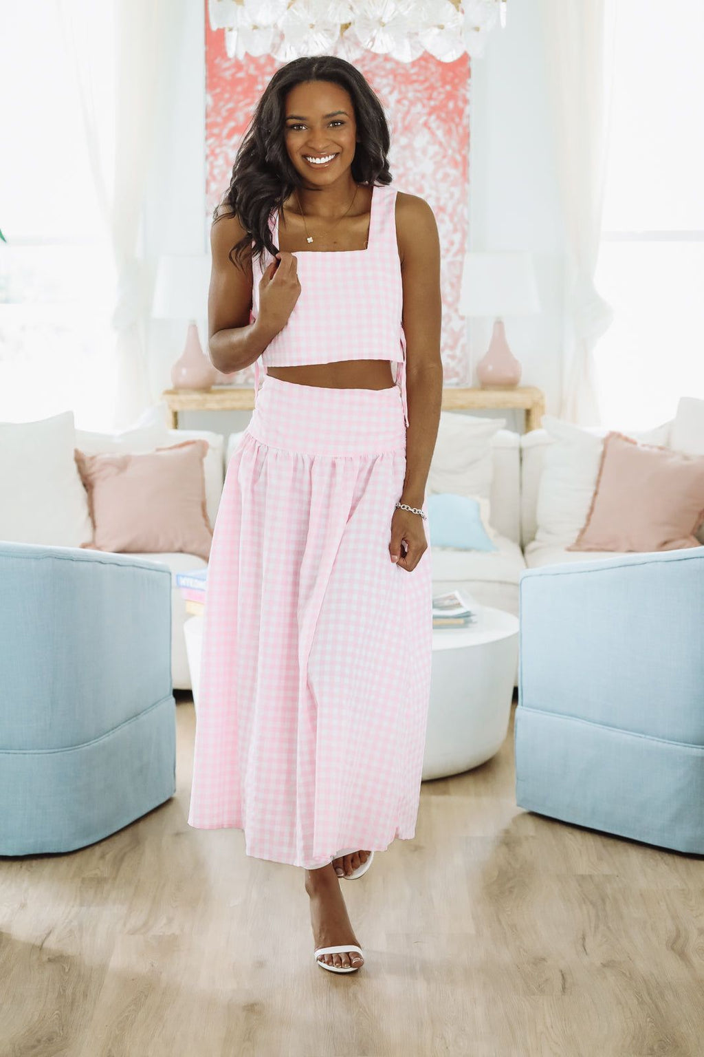 Summer Solstice Tank and Midi Skirt Set - Pink